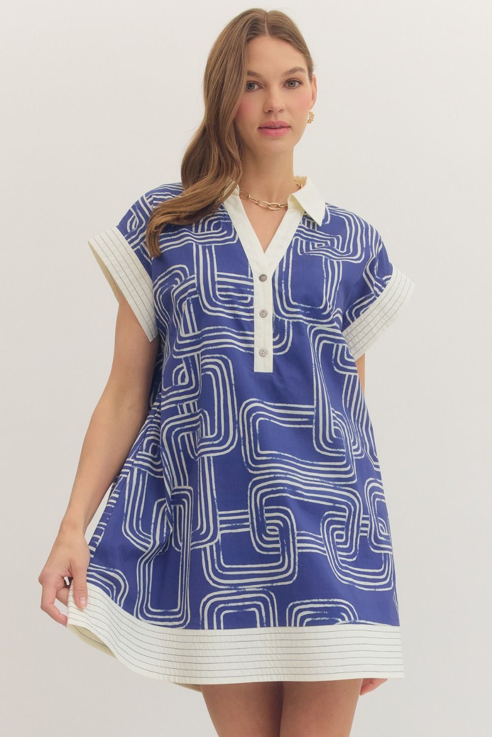 Geo Print Royal Dress
