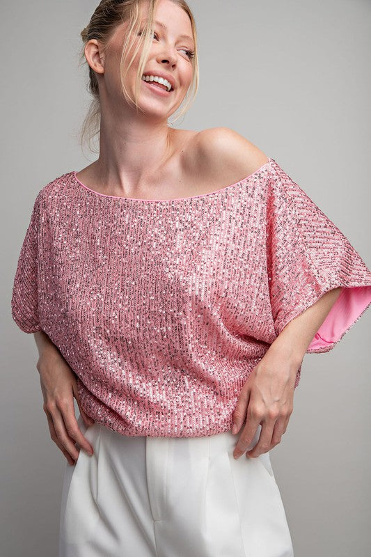 Pink Sequins Top