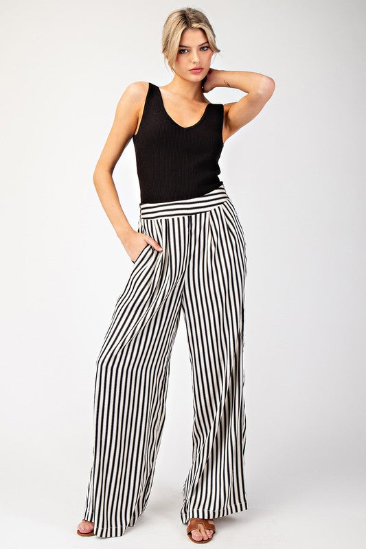 Black and White Striped Pant