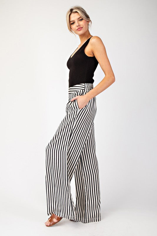 Black and White Striped Pant