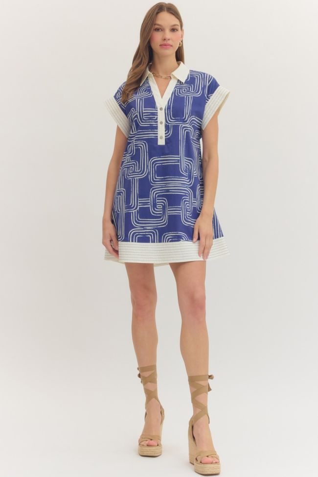 Geo Print Royal Dress