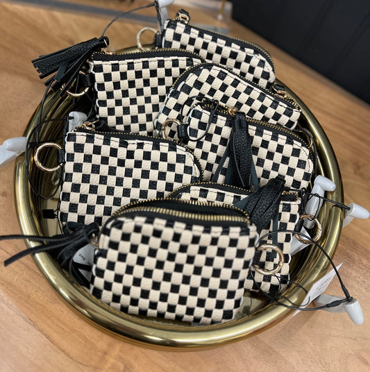 Paris Checkered Wallet - Black